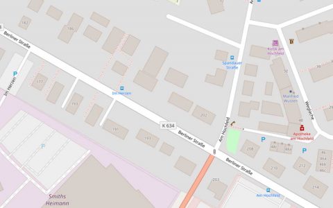 Straßenkarte, Am Hochfeld, Erbenheim