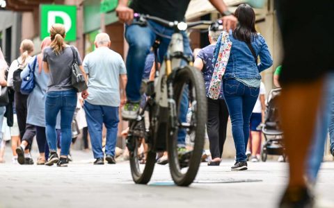 Radfahren in der Fußgängerzone