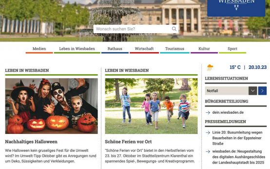 Startseite des Internetauftritts der Landeshauptstadt Wiesbaden.