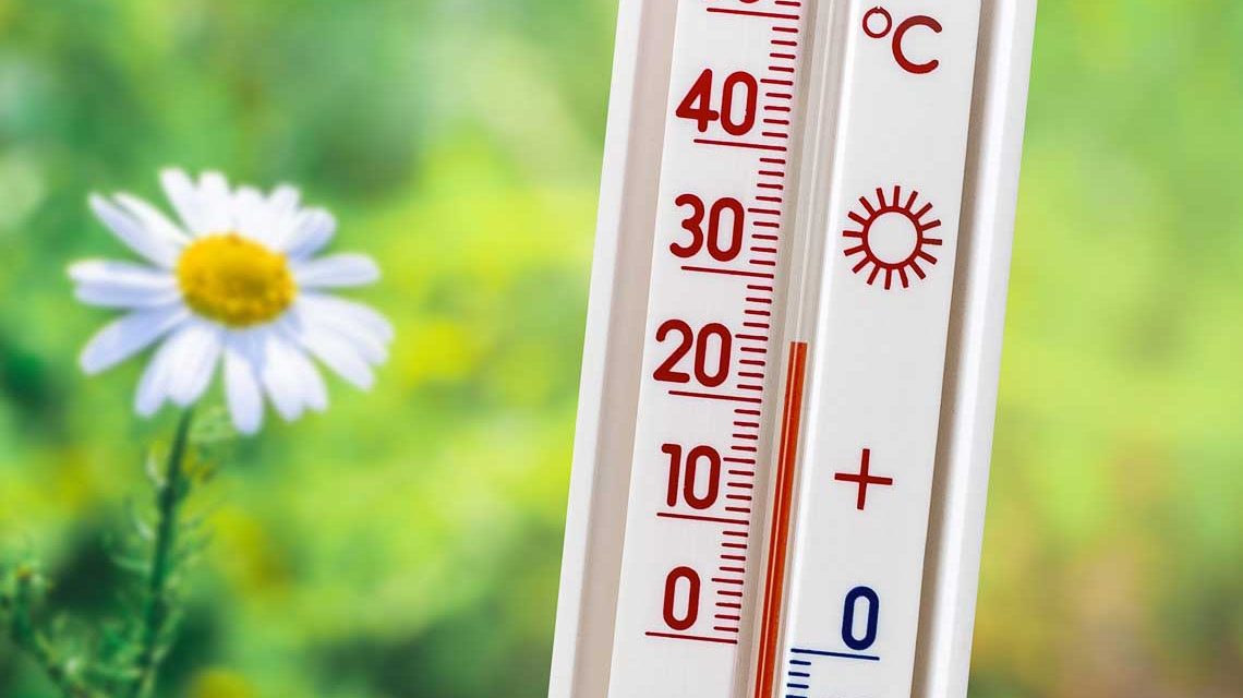 Thermometer zeigt 25 Grad Celsius