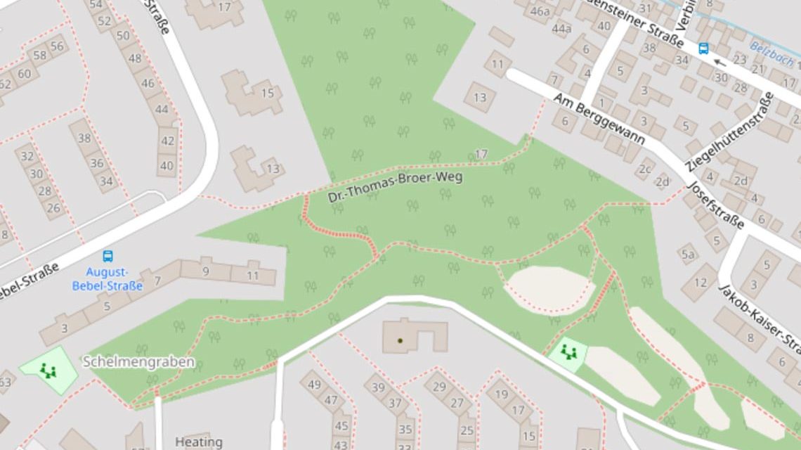 Wegführung zwischen Am Berggewann und der August-Bebel-Straße in Dr.-Thomas-Broer-Weg benannt.