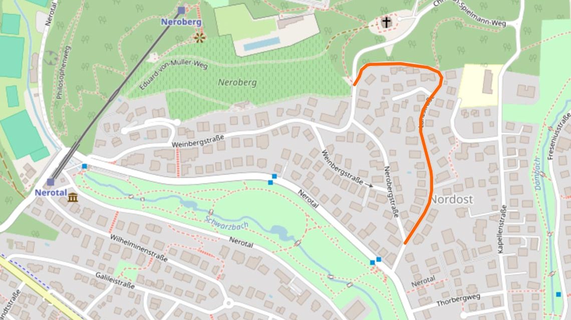 Karte zeigt Lanzstraße im Stadtteil Nordost