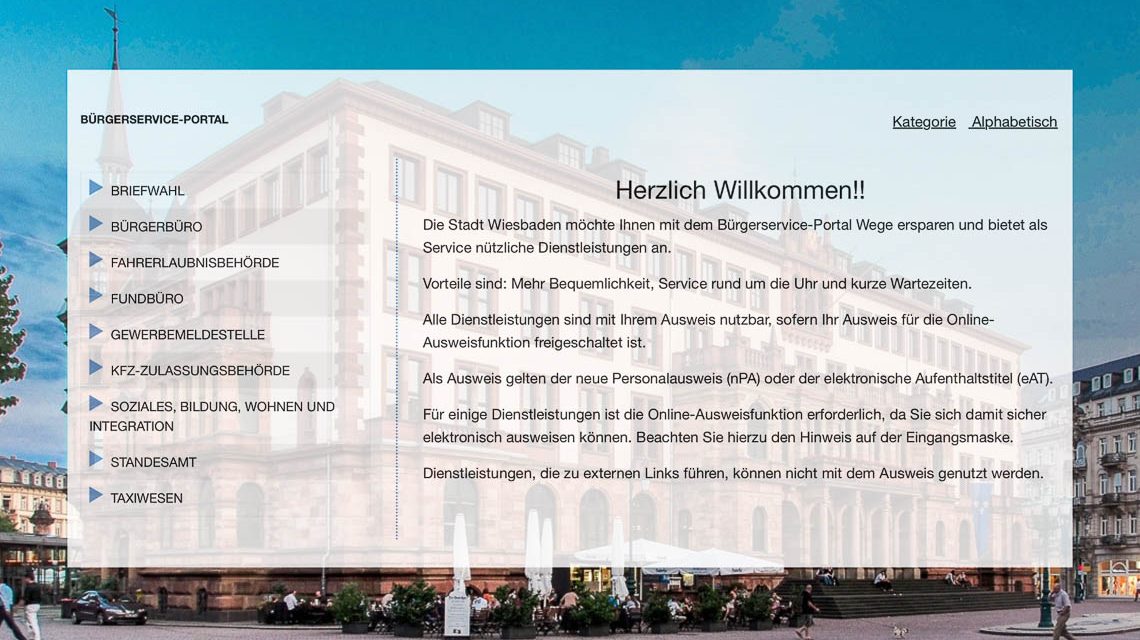 Bürger-Services online, das Bürger-Portak der Stadt Wiesbaden läuft wieder.