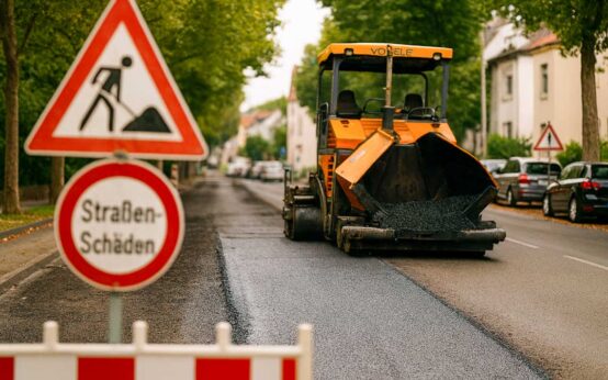 Bauarbeiten in Wiesbaden, Sanierungsarbeiten führen zu Baustellen.