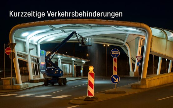 Reinigung am Brückenkopf in Mainz-Kastel.